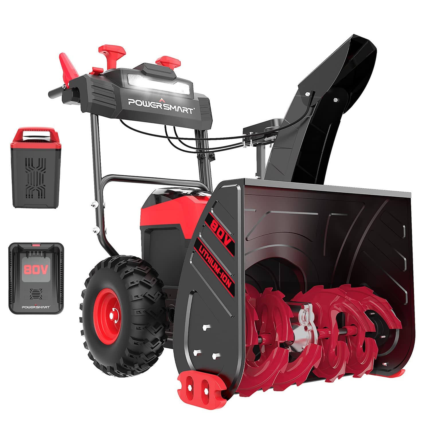 PowerSmart 24-inch 2-Stage 80V Cordless Snow Blower,Battery and Charger Included
